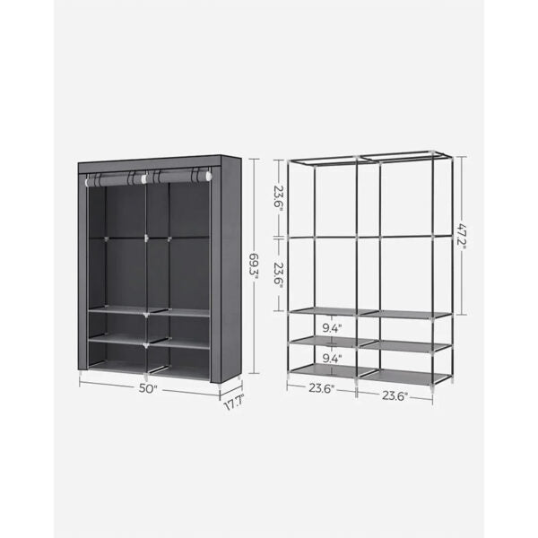 Closet portátil jeanpool, gris, variedad de entrepaños en tela