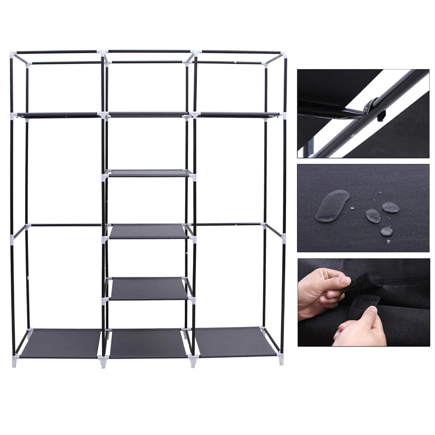 Closet portátil jesan, negro, variedad de entrepaños en tela