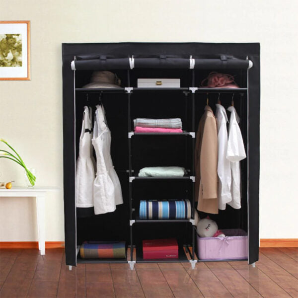 Closet portátil jesan, negro, variedad de entrepaños en tela