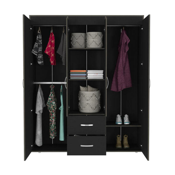 Closet portátil jesan, negro, variedad de entrepaños en tela