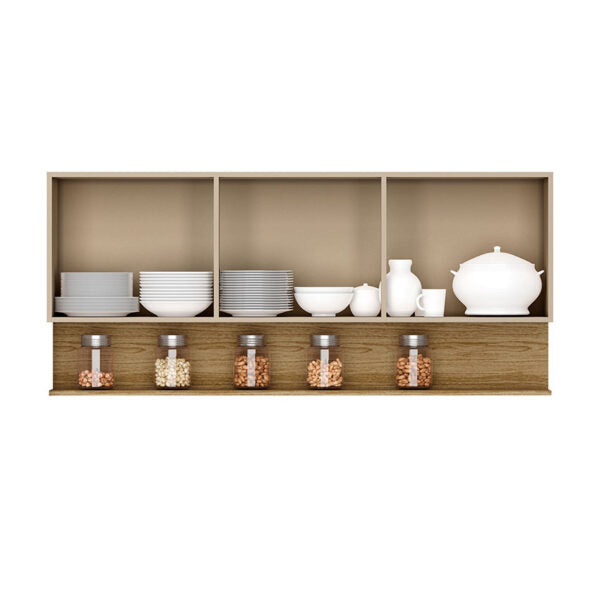 Cocina 150cm hortensia 6 puertas 1 cajon vainilla maderado natural