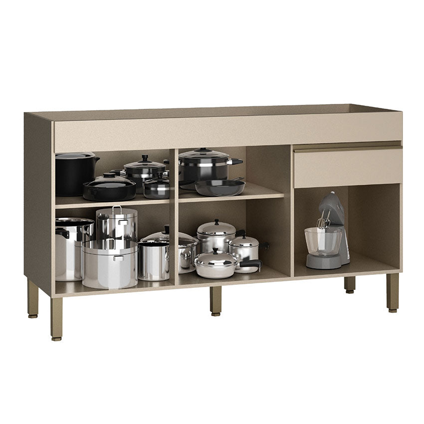 Cocina 150cm hortensia 6 puertas 1 cajon vainilla maderado natural