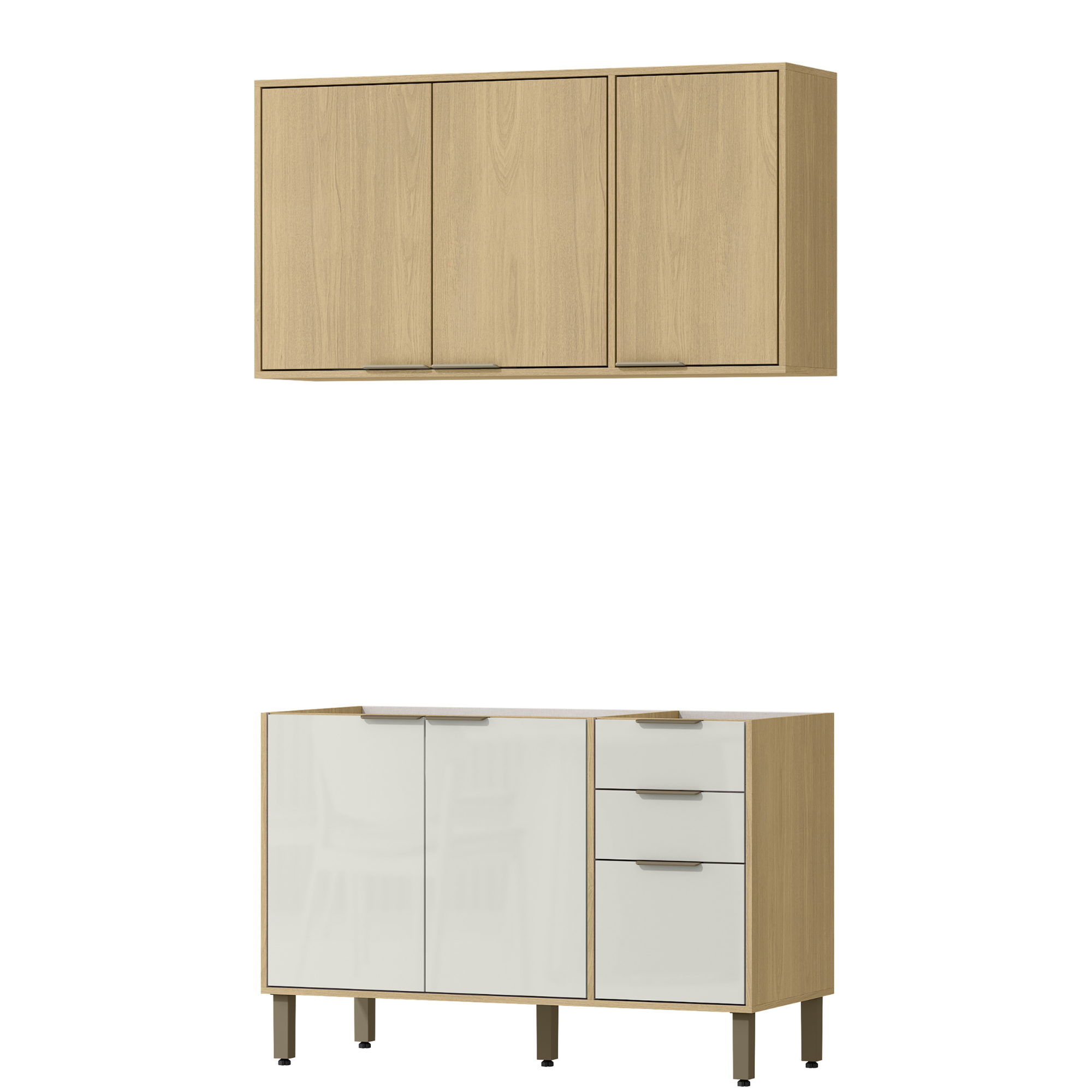 Cocina 120 cm Canarias 6 Puertas 2 Cajones Almendra/Blanco Apagado