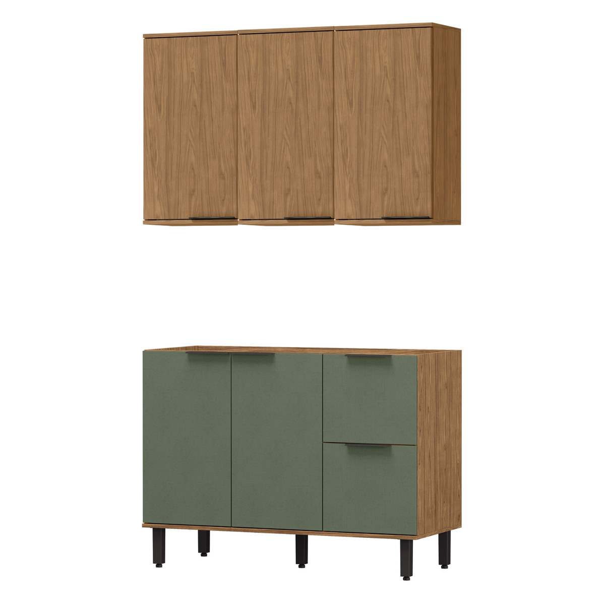 Cocina 120 cm Sicilia 5 Puertas 2 Cajones Natural/Oliva
