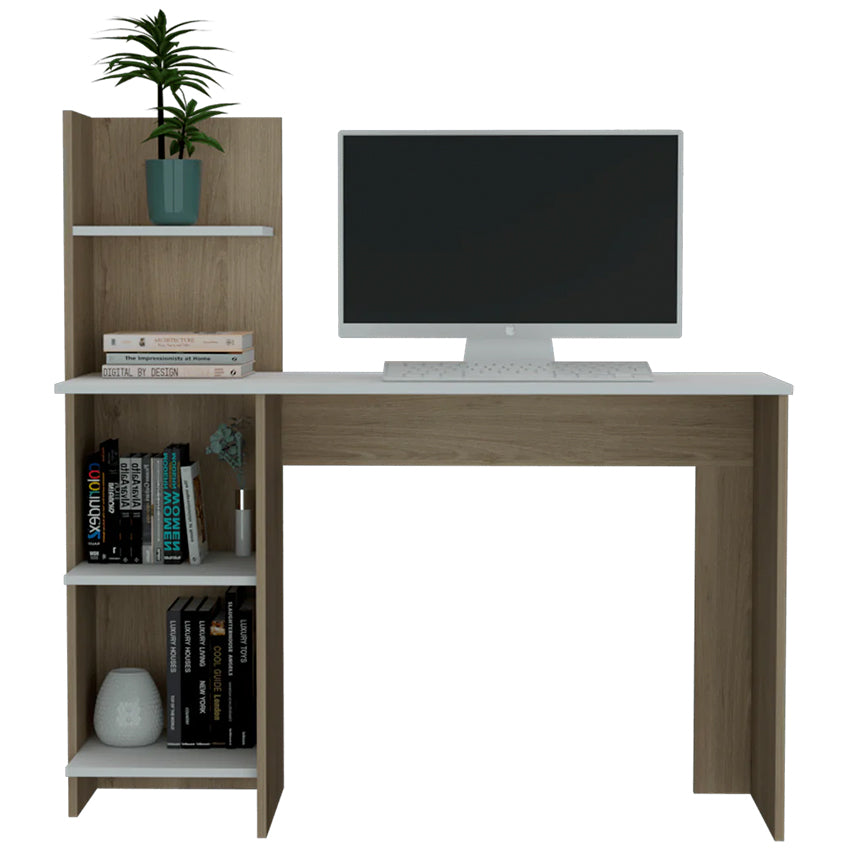 Escritorio vilna, rovere y blanco, con amplia superficie de trabajo