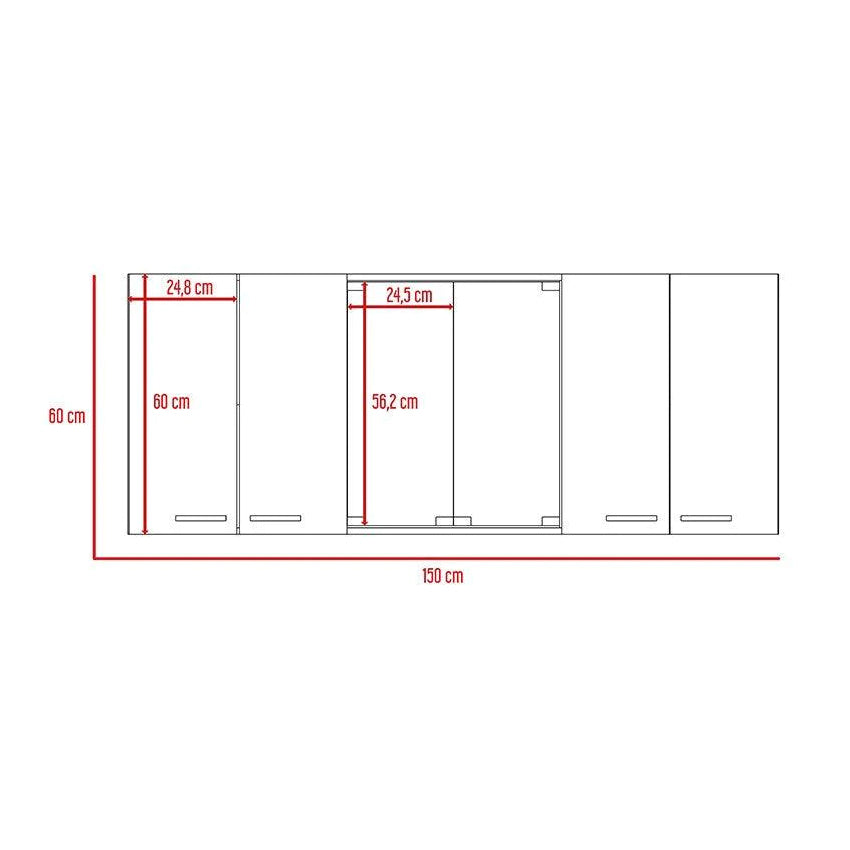 Gabinete superior vega, blanco y wengue, incluye entrepaño móvil central y dos puertas de vidrio