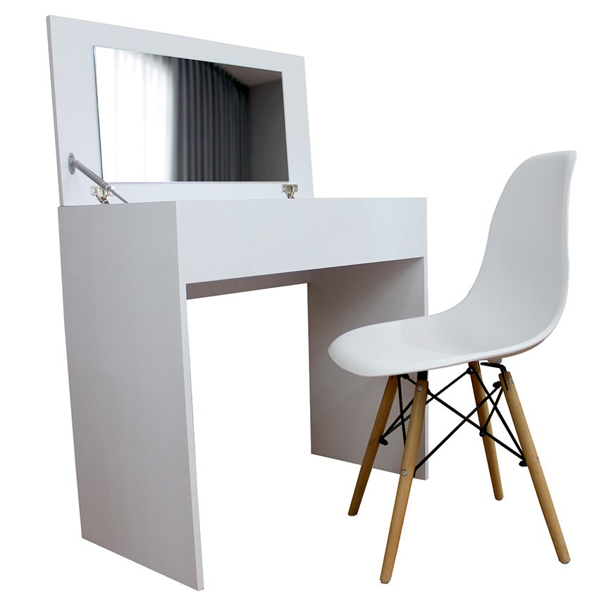 Combo tocador escritorio (76x80x40) blanco+ silla eames (83x46x51) blanca