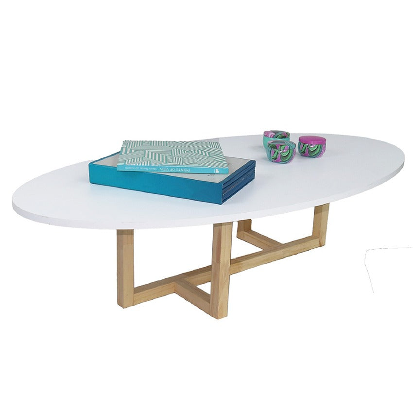 Mesa de centro ovalada roma blanca (30x120x60)