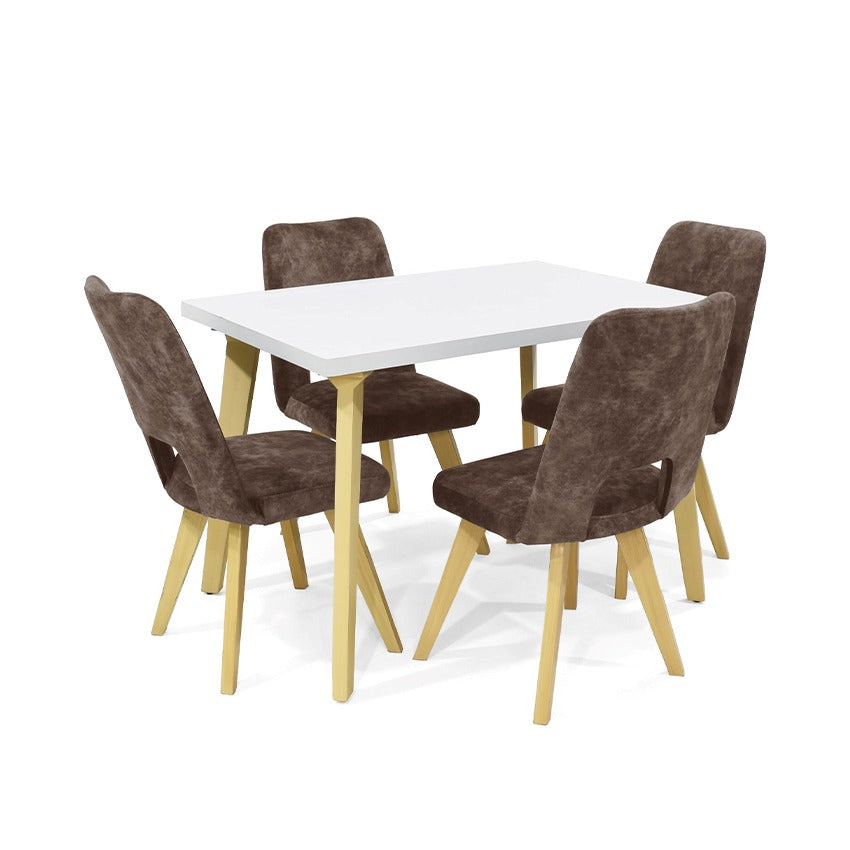 Set de comedor 4p lugo matiz sillas leira taupe