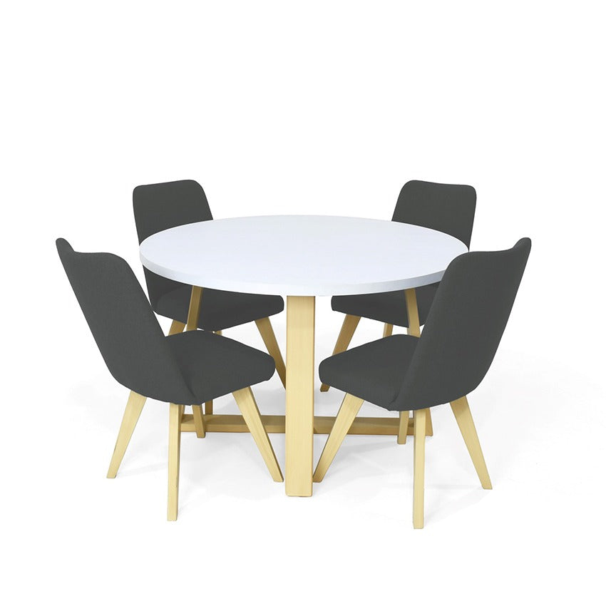 Set de comedor 4p maine sillas evora gris