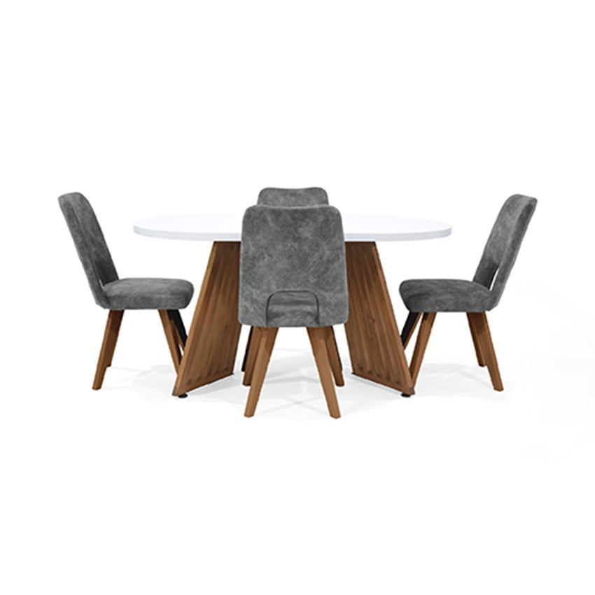 Set comedor 4 puestos wisconsin sillas leira gris