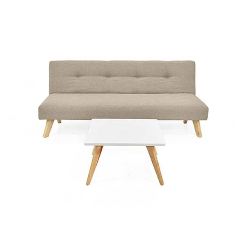 Set sofá cama 3 puestos london beige y mesa centro nova