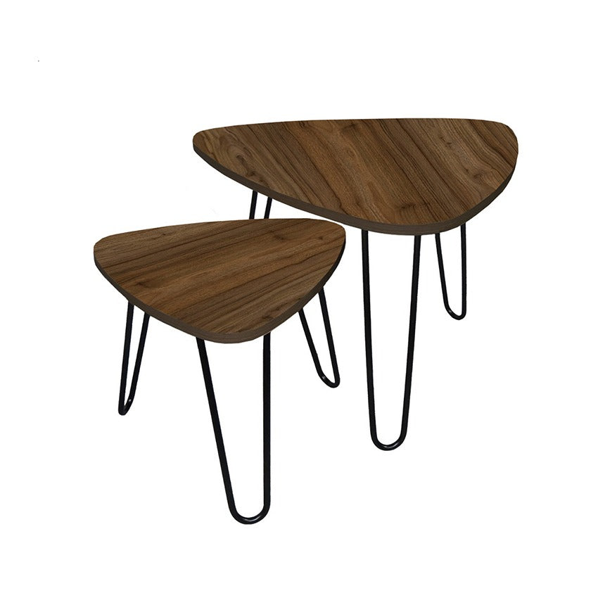 Set x 2 mesas triangulares shine (40x60x60)(35x40x40) amaretto