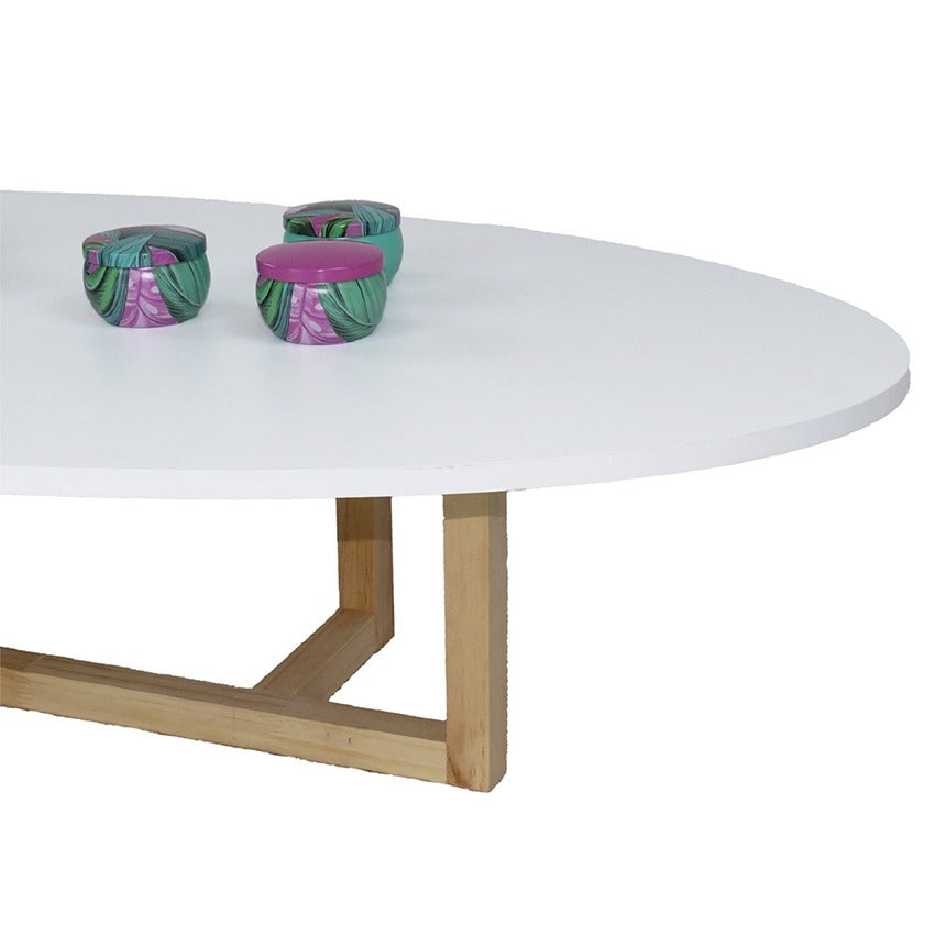 Mesa de centro ovalada roma blanca (30x120x60)