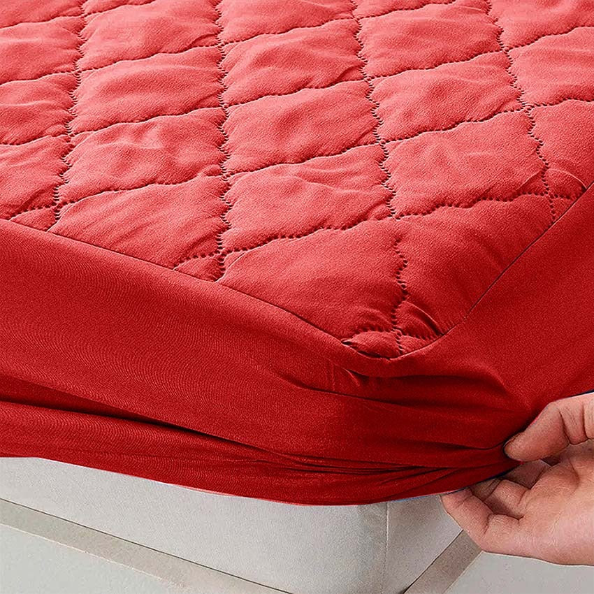 Protector colchón king impermeable acolchado rojo