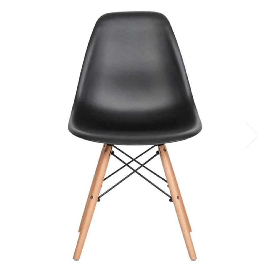 Combo comedor redondo 4 puestos (75x80x80) amaretto + 4 sillas negras