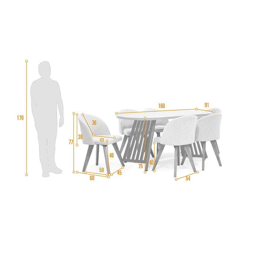 Set comedor 6 puestos wisconsin sillas sabina trigo