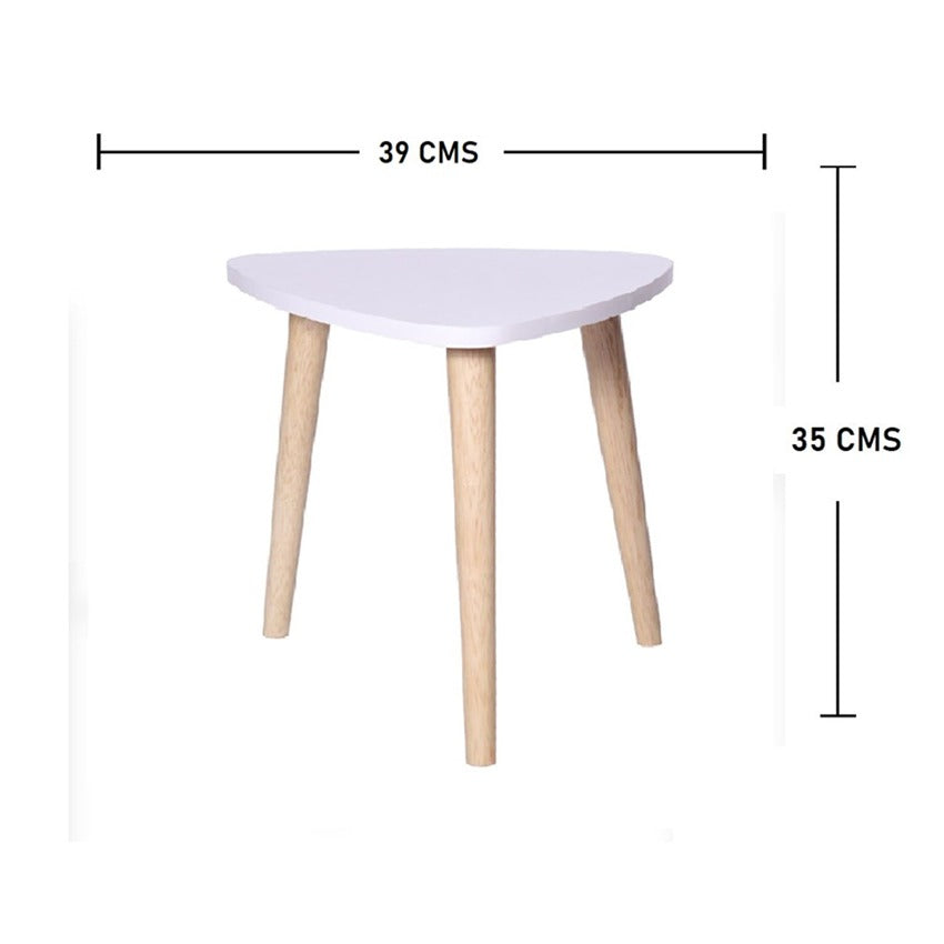 Mesa auxiliar triangular nao blanca (35x39x39)