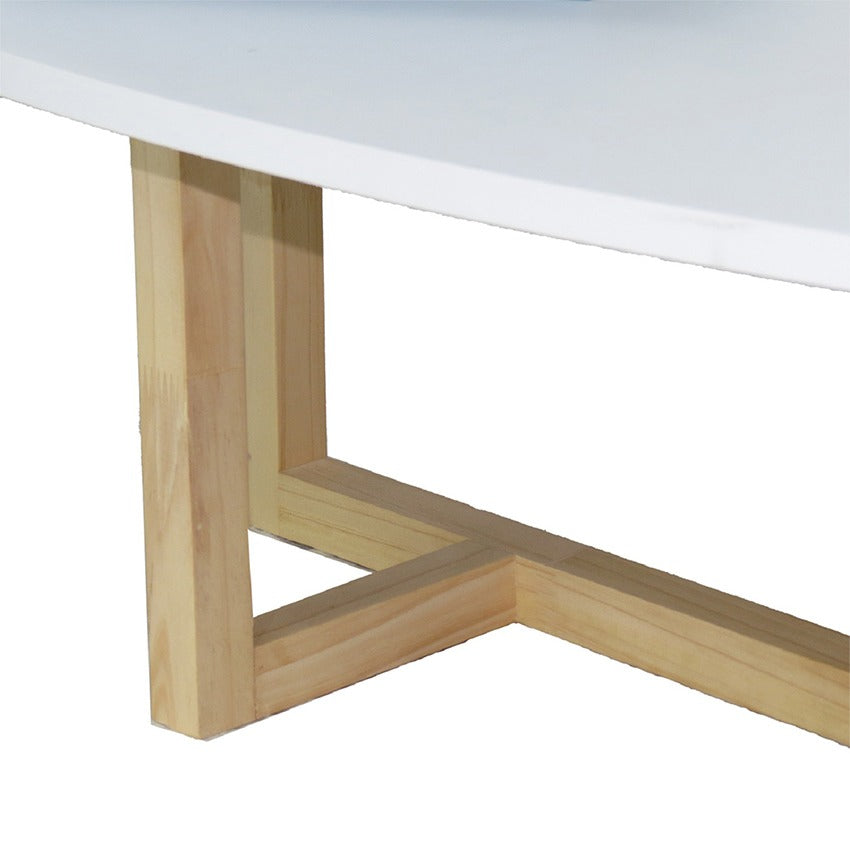 Mesa de centro ovalada roma blanca (30x120x60)