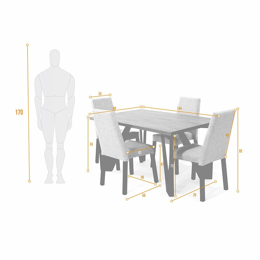 Set comedor 4p brixton sillas viena taupe