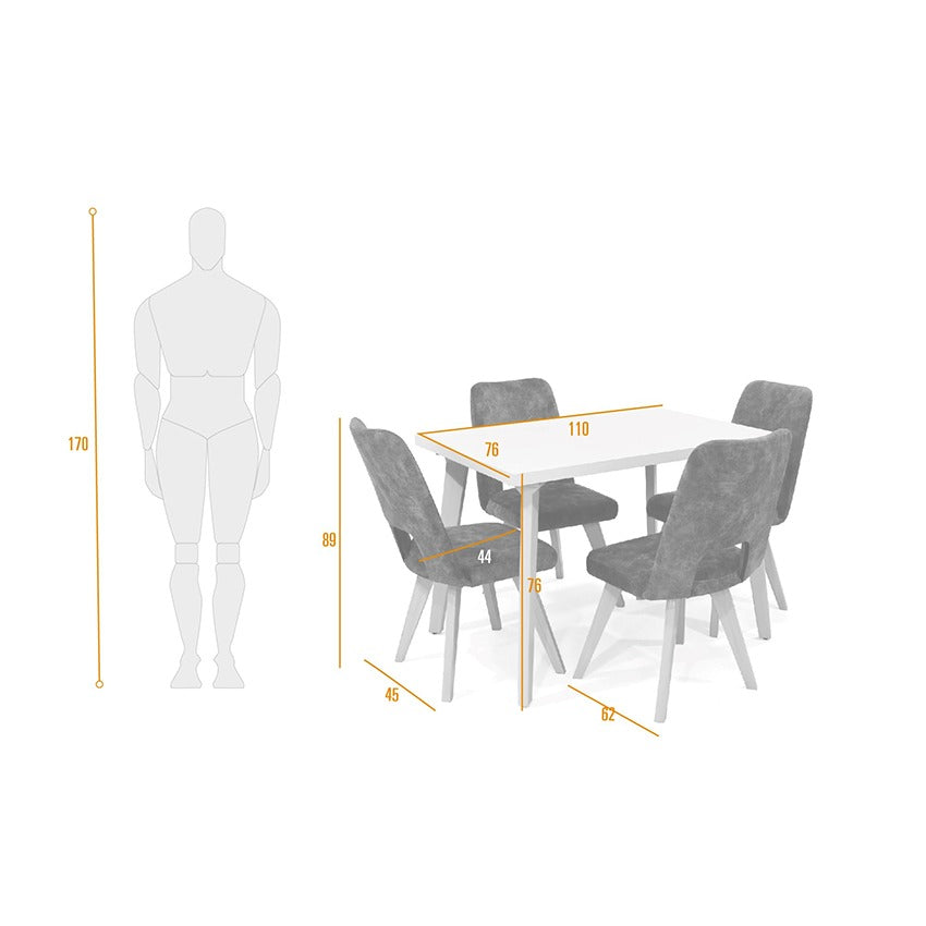 Set de comedor 4p lugo matiz sillas leira taupe