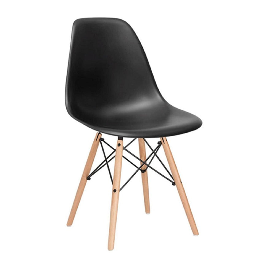 Combo comedor redondo 4 puestos (75x80x80) amaretto + 4 sillas negras