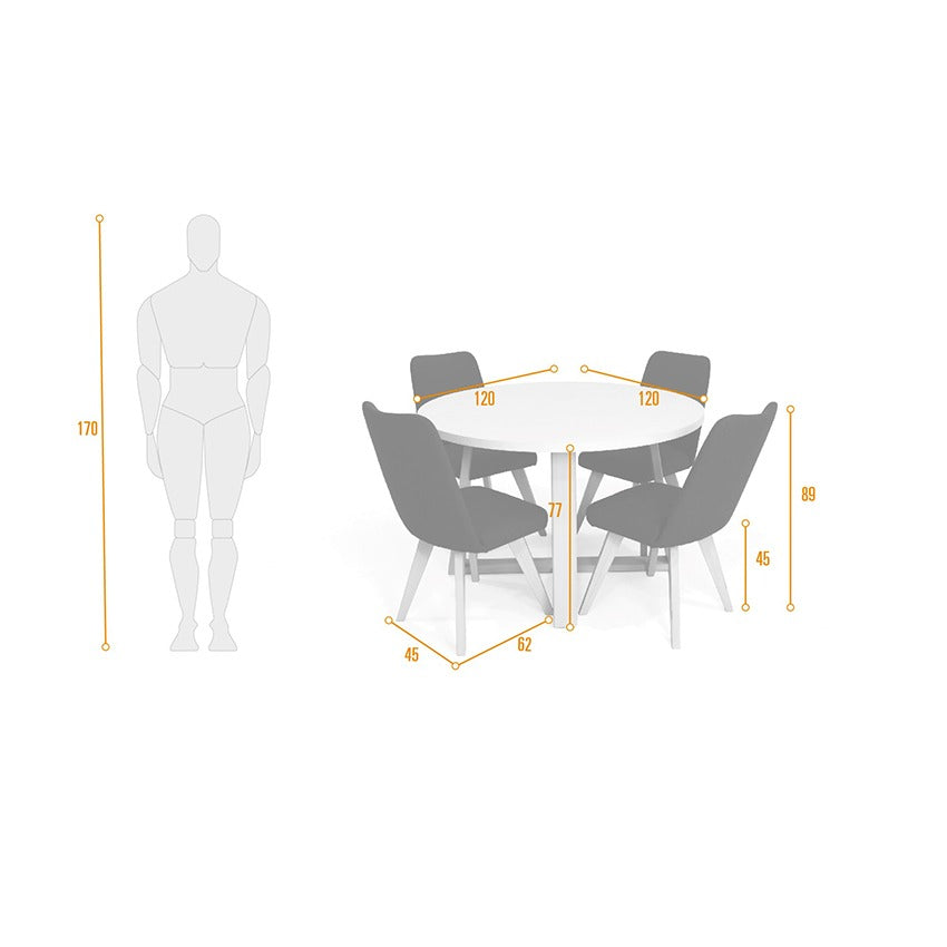Set de comedor 4p maine sillas evora gris