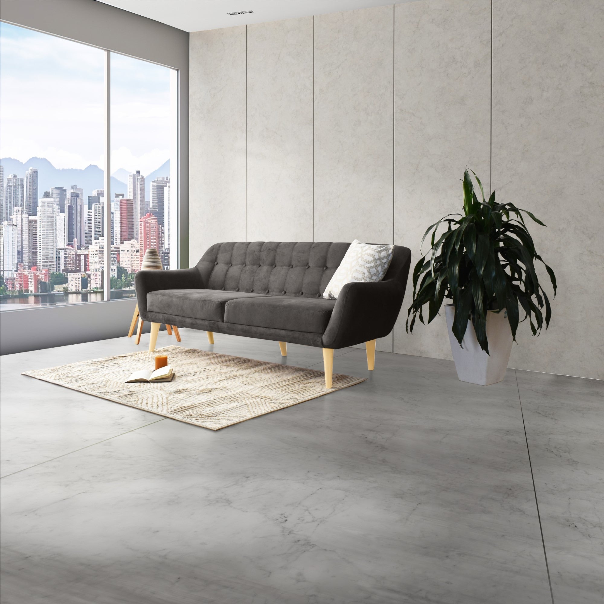 Sofa 3 puestos roma plomo tela
