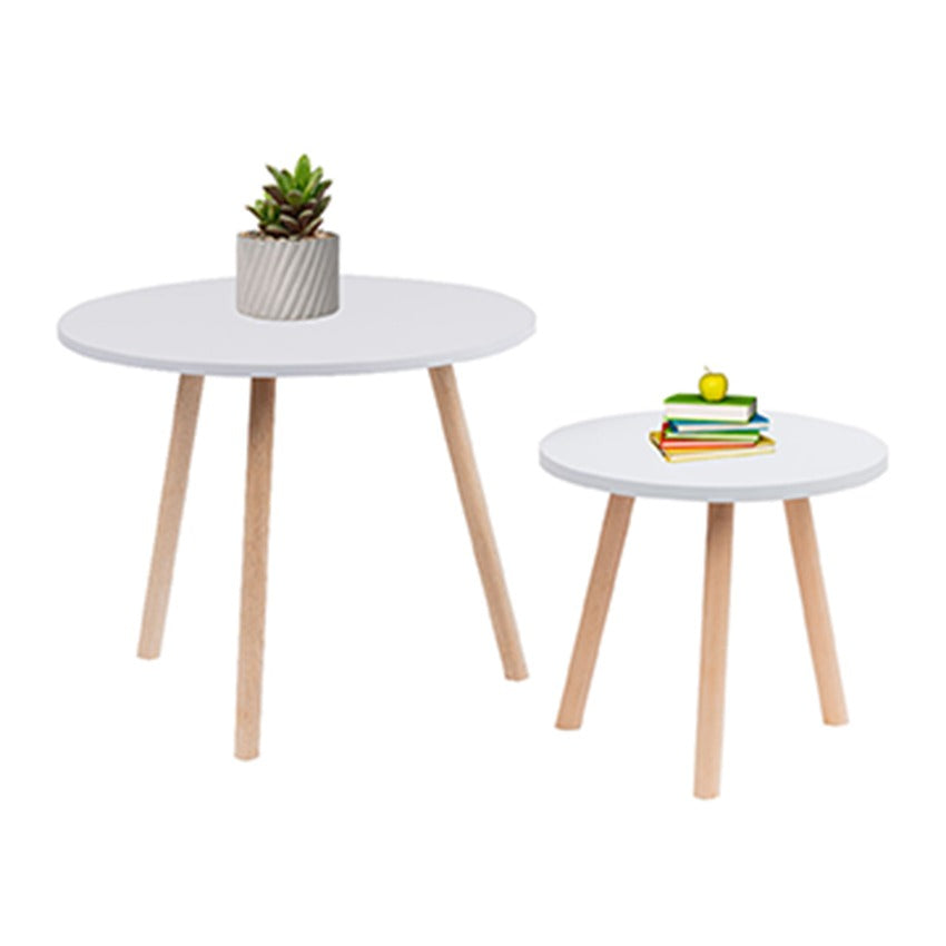 Set x 2 mesa de centro bolillo (30x30x30) (40x45x45) blanca