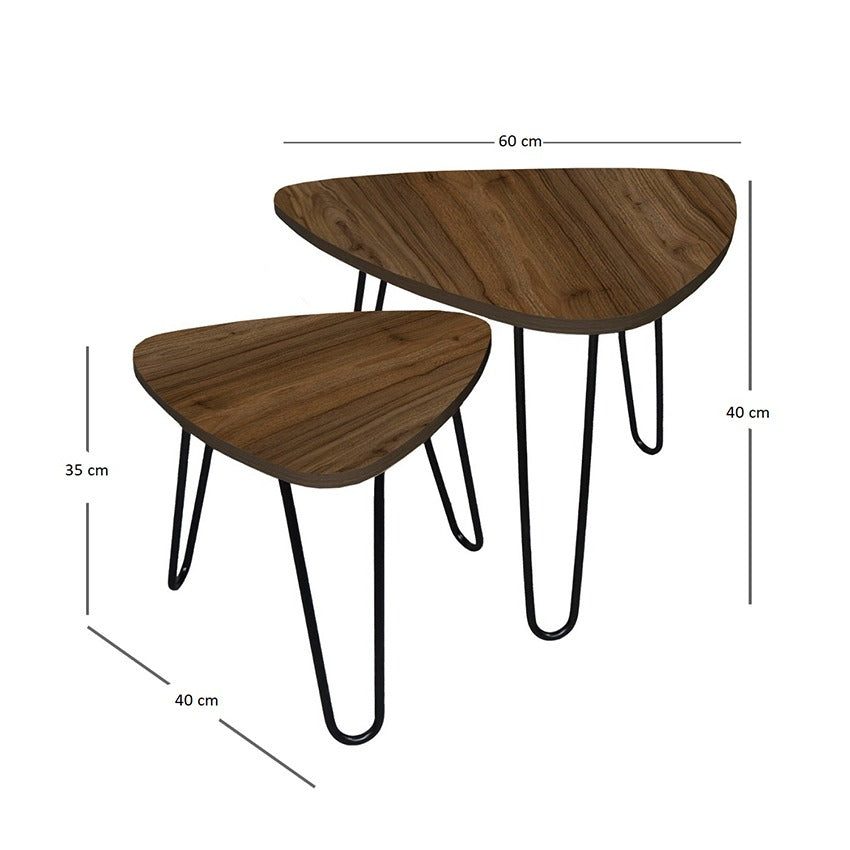 Set x 2 mesas triangulares shine (40x60x60)(35x40x40) amaretto