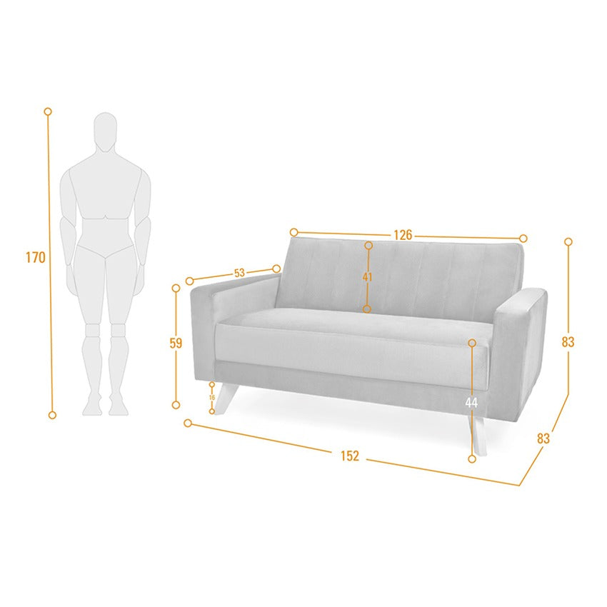 Sofa 2 puestos baru tela gris