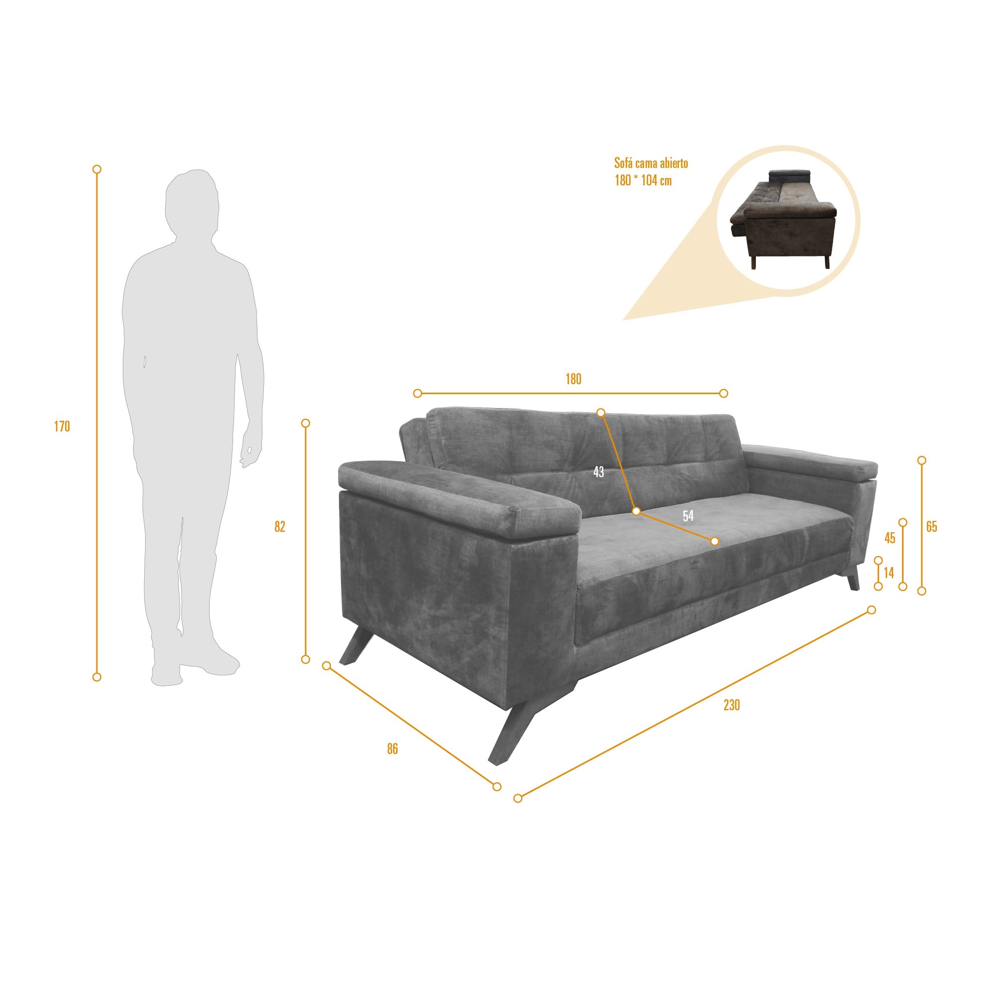 Sofa cama moretto tela taupe