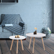 Set x 2 mesa de centro bolillo (30x30x30) (40x45x45) blanca
