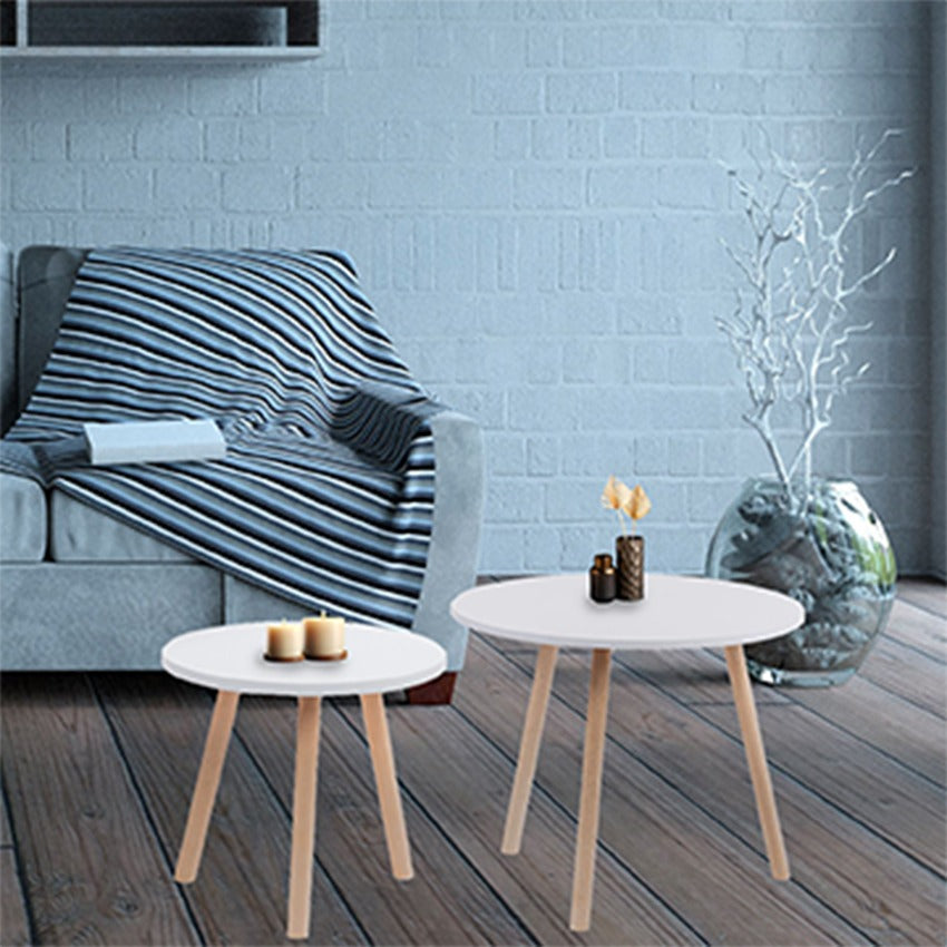 Set x 2 mesa de centro bolillo (30x30x30) (40x45x45) blanca