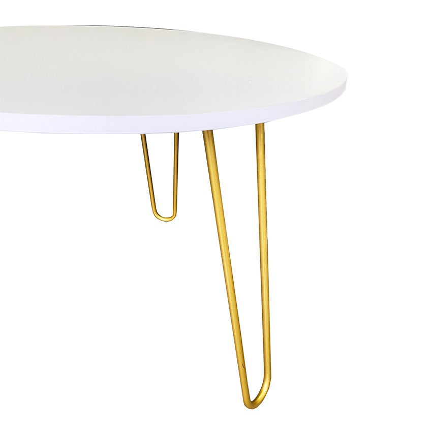 Mesa de centro shine blanca patas doradas