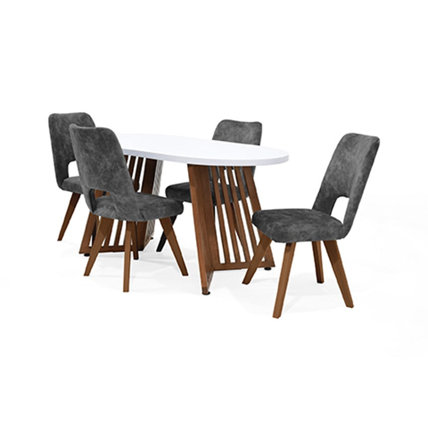Set comedor 4 puestos wisconsin sillas leira gris
