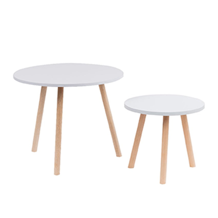 Set x 2 mesa de centro bolillo (30x30x30) (40x45x45) blanca