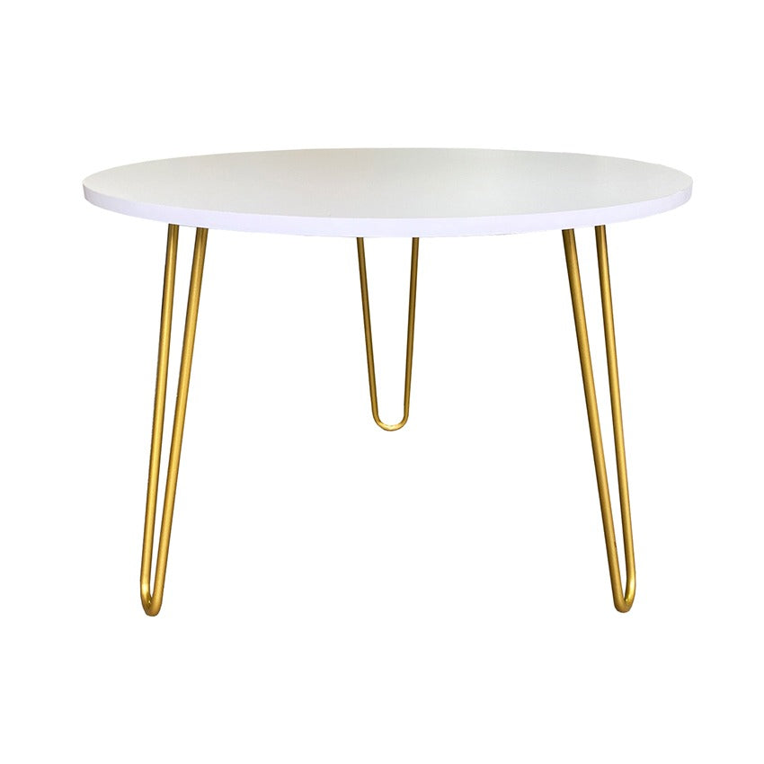 Mesa de centro shine blanca patas doradas
