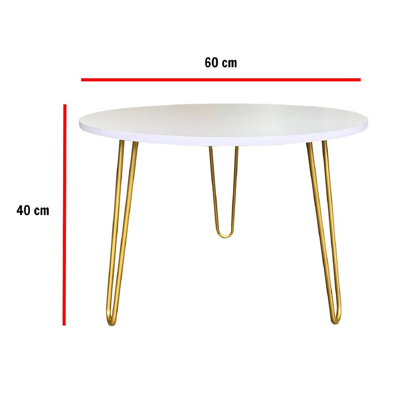 Mesa de centro shine blanca patas doradas