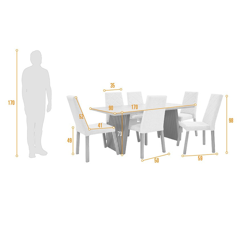 Set comedor 6 puestos aragon sillas liverpool taupe