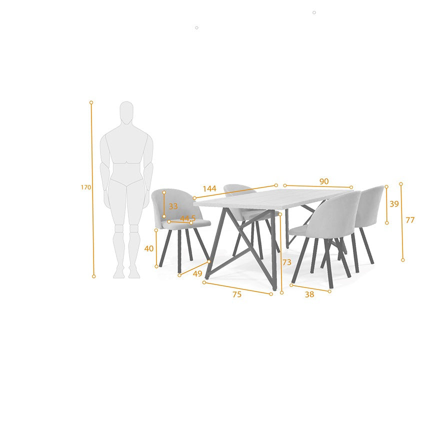 Set comedor 4p malaga sillas sevilla plata