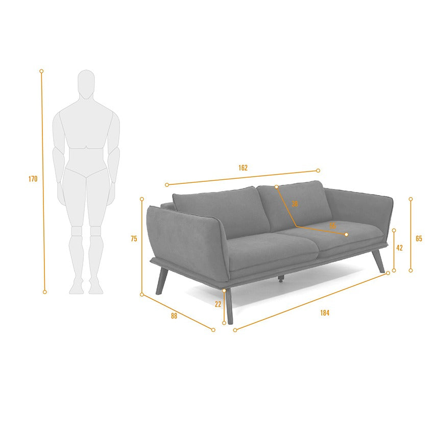 Sofa 3p hudson tela gris