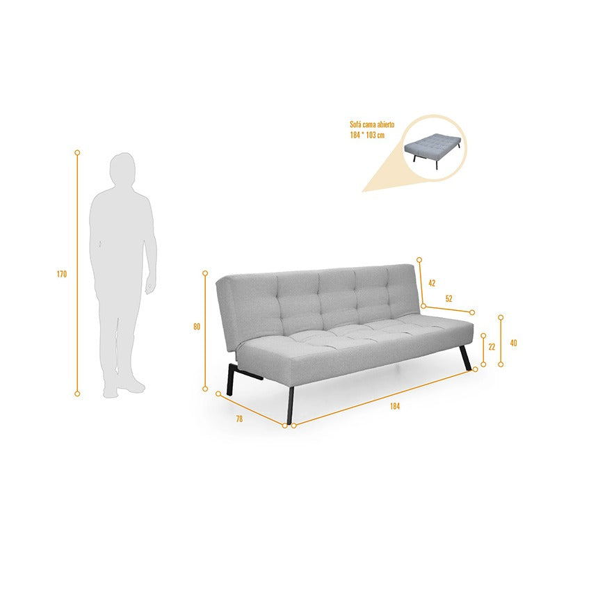 Sofa cama asher tela plomo