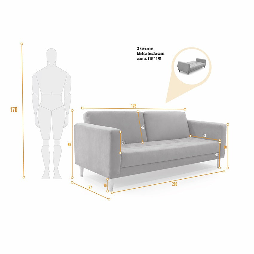 Sofa cama babilonia tela plata