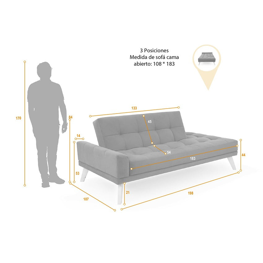 Sofa cama brunet tela petróleo