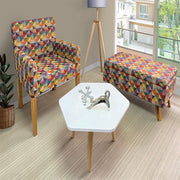 Combo sala colors poltrona (88x59x55) + banqueta baul + mesa de centro hexagonal