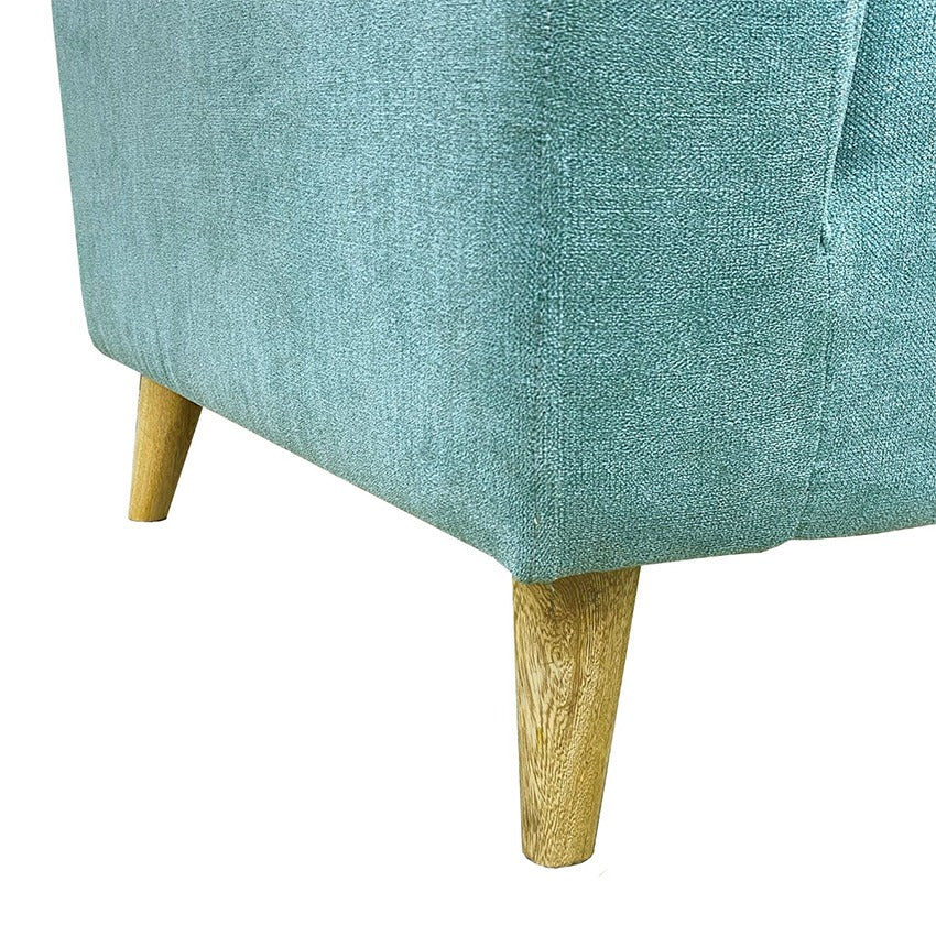 Combo sofa verde menta (66x163x64) y mesa de centro hexagonal blanca