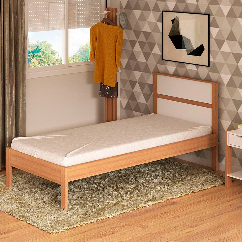 Cama sencilla Viena Almendra/Blanco