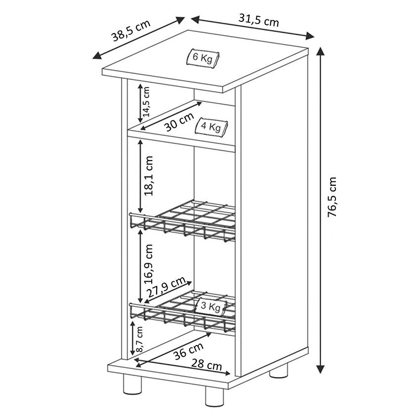 Mueble auxiliar de cocina Lisboa - Blanco