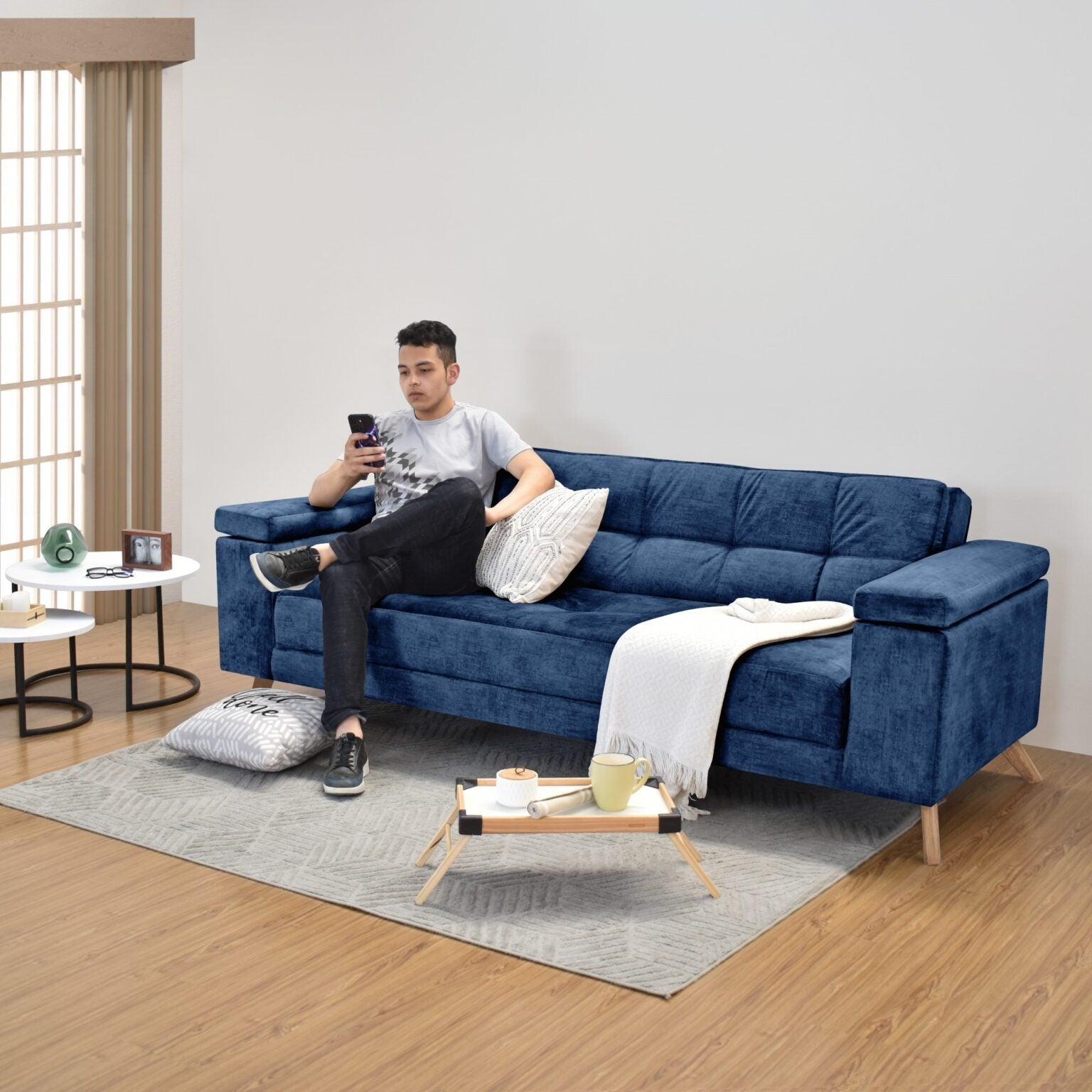 Sofa cama moretto tela azul